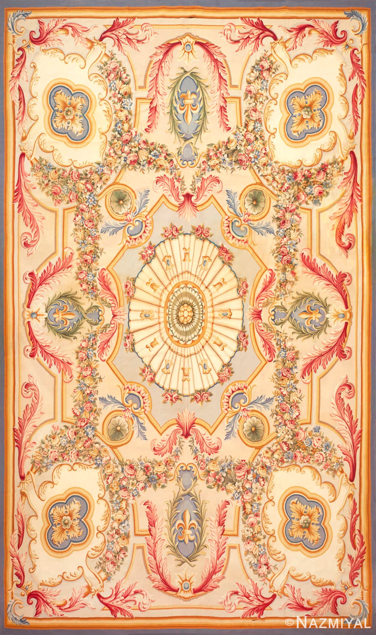 Antique French Aubusson Rug 73673 by Nazmiyal Collection