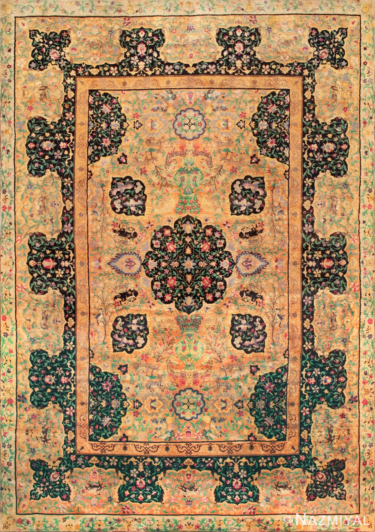 Antique Large European Flower Rug 73645 by Nazmiyal Collection