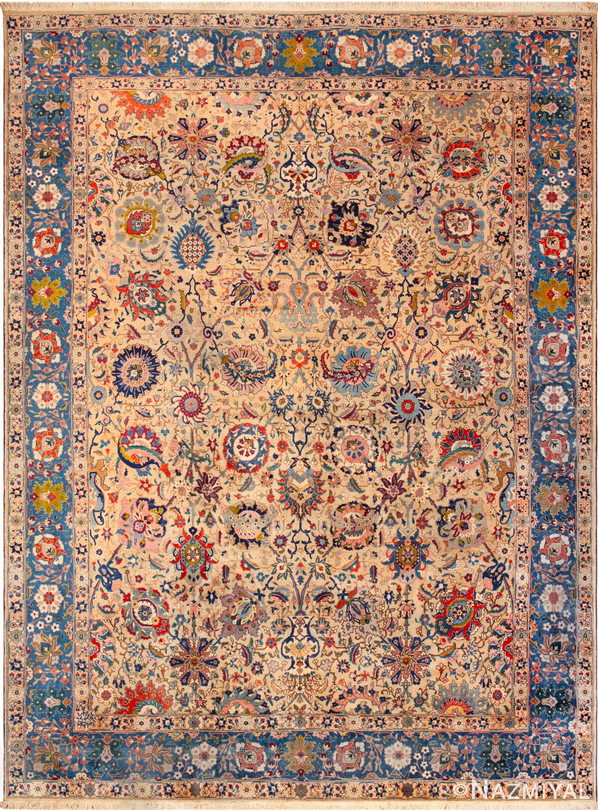Aged to Perfection Antique Persian Tabriz Rug with Celestial Border 73669 by Nazmiyal Collection