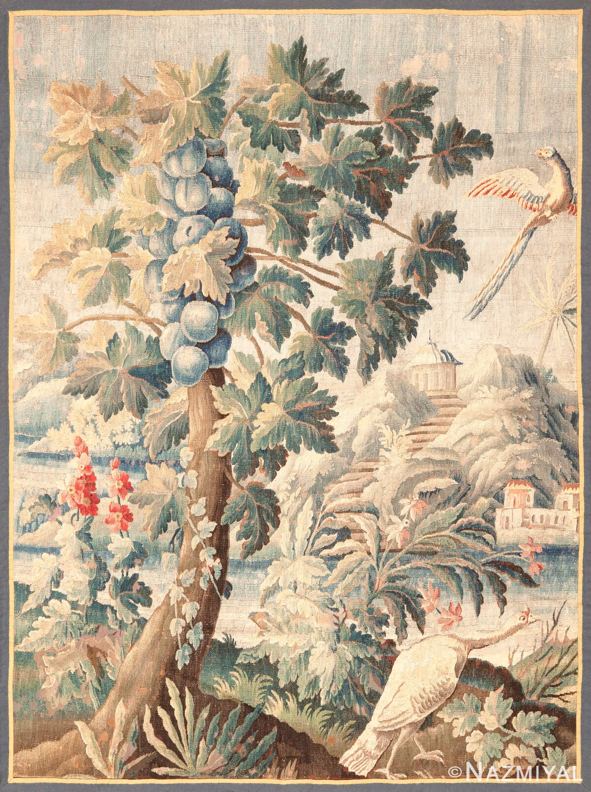 Eighteen Century Belgium Silk and Wool Floral Tapestry 73675 by Nazmiyal Antique Rugs