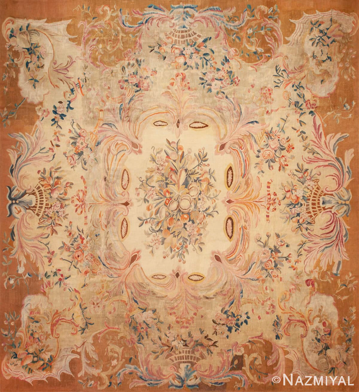 Eighteen Century French Floral Aubusson 73671 by Nazmiyal Antique Collection