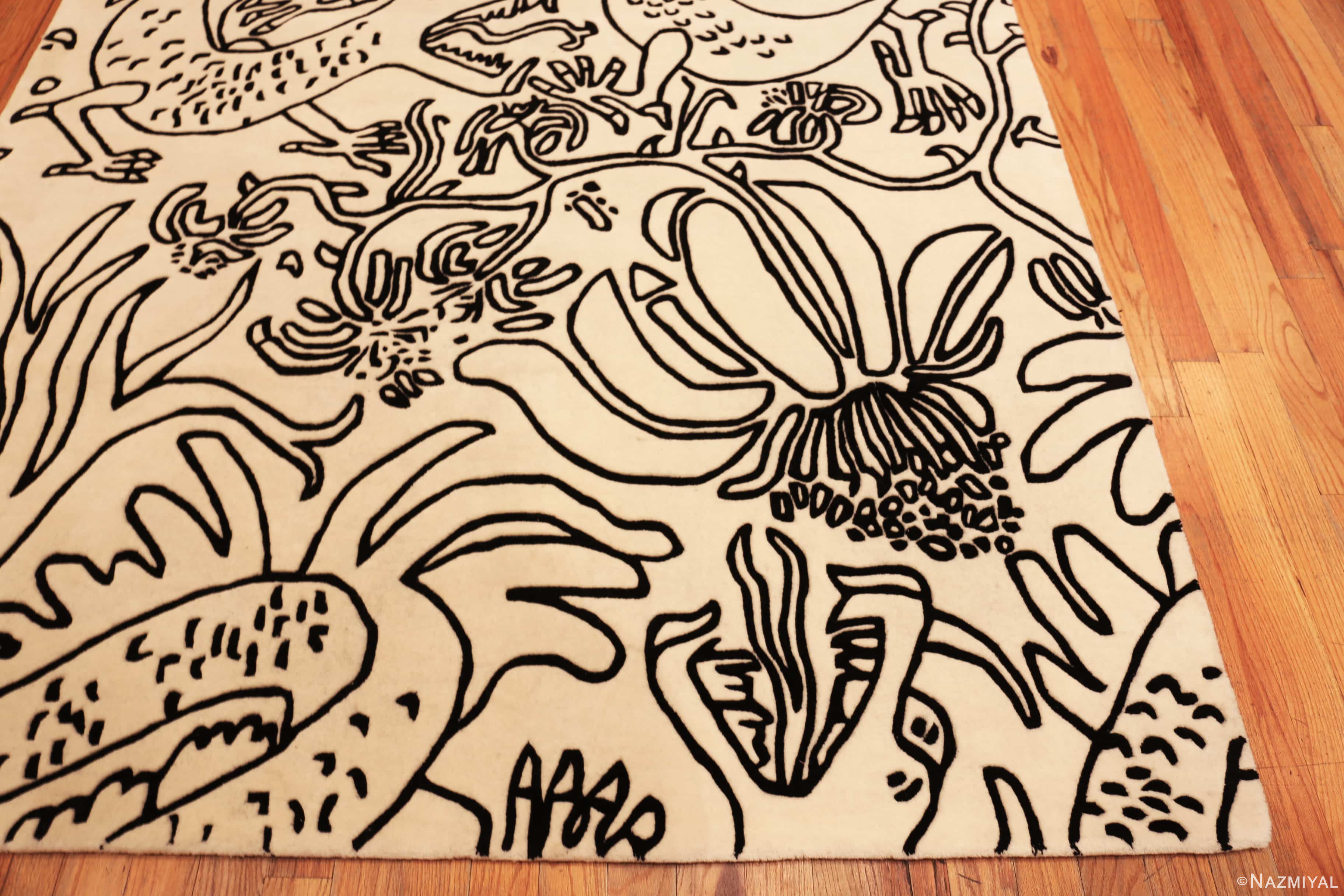 Vintage Mythic Garden Dragon Motif Rug – Bold, Playful, and Collectible 73682 by Nazmiyal Antique Collection