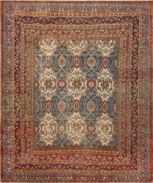 Finely Woven Antique Persian Dorokhsh Rug with Vibrant Botanical Motifs and Rich Color Harmony 73727 by Nazmiyal Antique Rugs