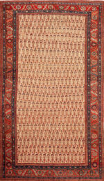 Handwoven Antique Bakhshaish Rug Persian Village Carpet with Allover Motifs Handwoven Antique Bakhshaish Rug Persian Village Carpet with Allover Motifs 73160 by Nazmiyal Antique Rugs