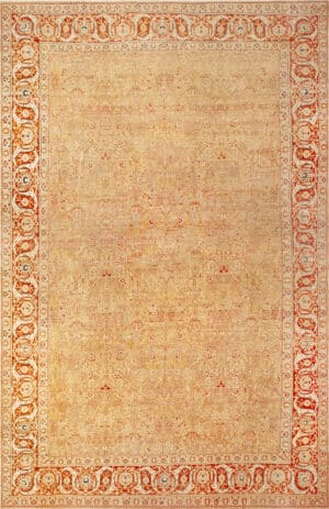 Exquisite Antique Persian Tabriz Rug with Delicate Floral Design and Warm Coral Border 73648 by Nazmiyal Antique Collection