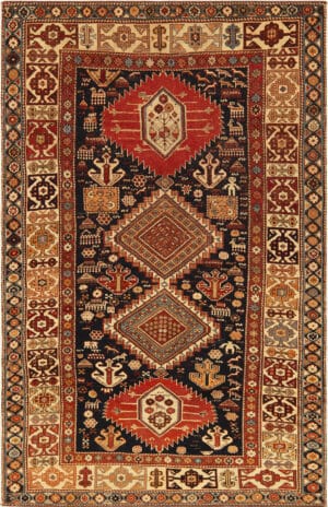 Antique Shirvan Rug with Tribal and Animal Motifs Rare 19th Century Folk Art 73705 by Nazmiyal Antique Rugs