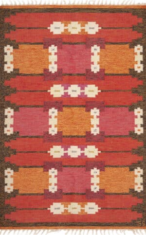 Vibrant Vintage Swedish Signed GS Kilim Rug 73685 by Nazmiyal Antique Rugs