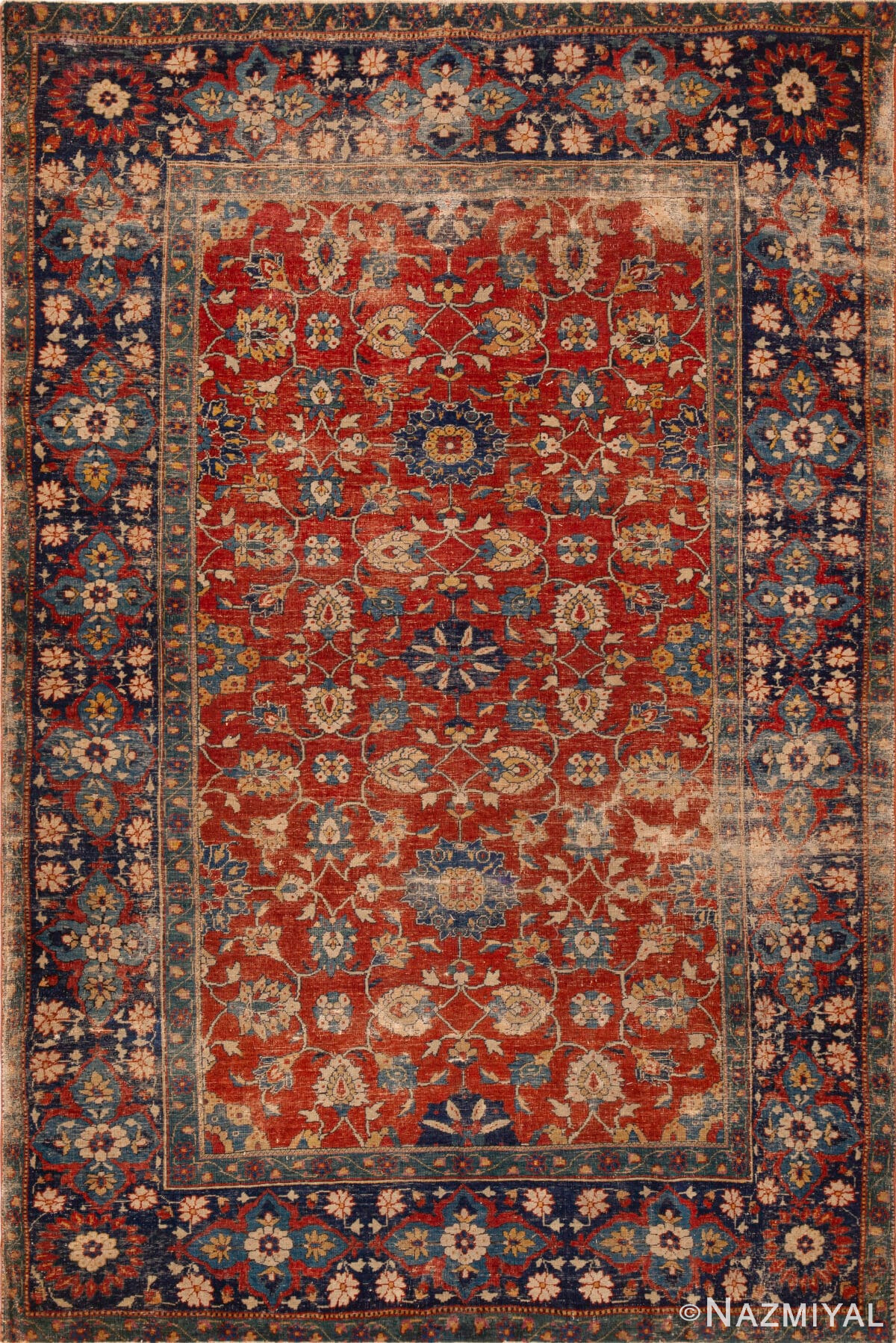 Rare 17th Century Antique Persian Rug Handwoven Floral Masterpiece from the Safavid Era 73642 by Nazmiyal Antique Rugs