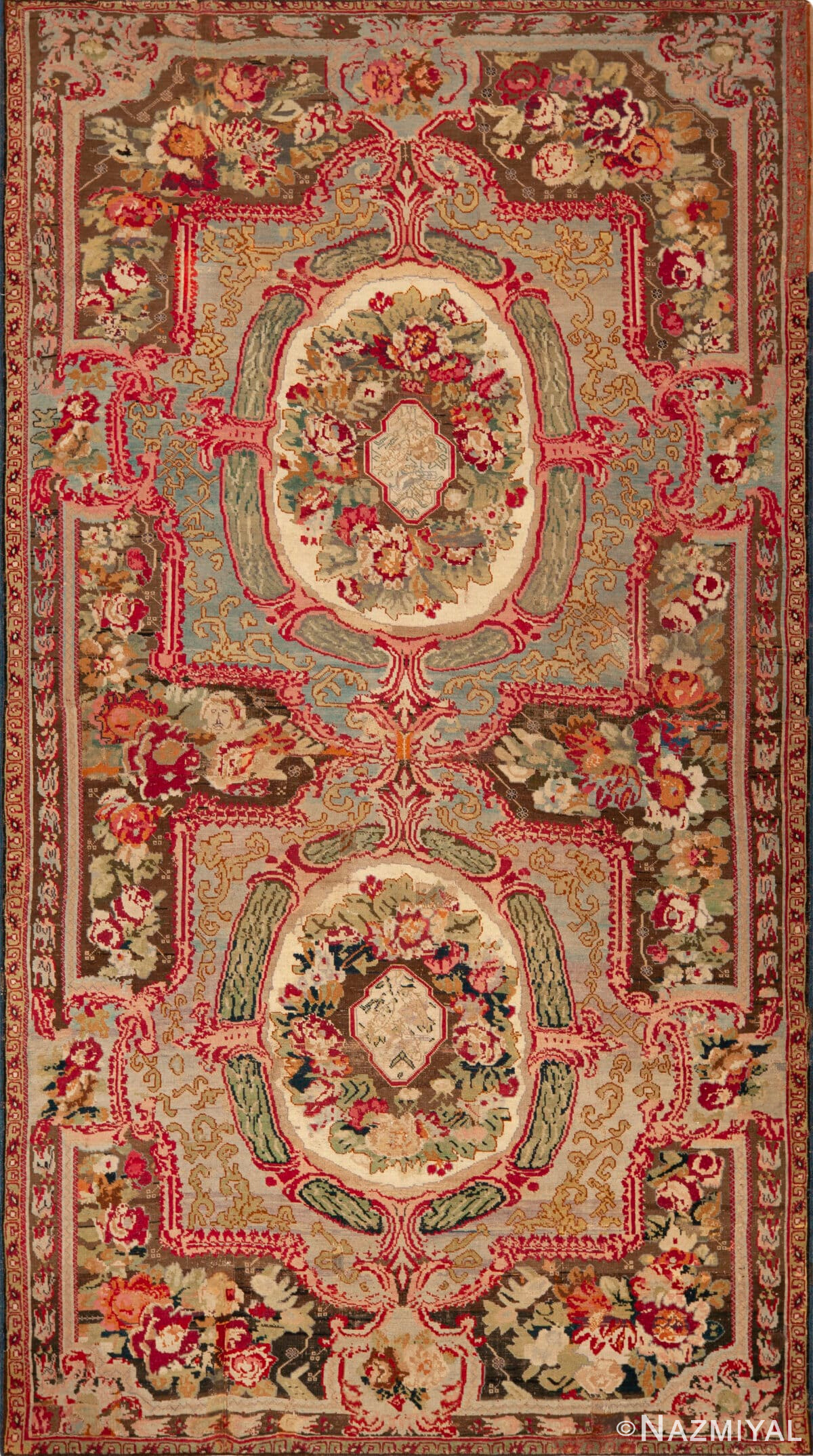 Antique Caucasian Floral Karabagh Rug 73654 by Nazmiyal Antique Collection