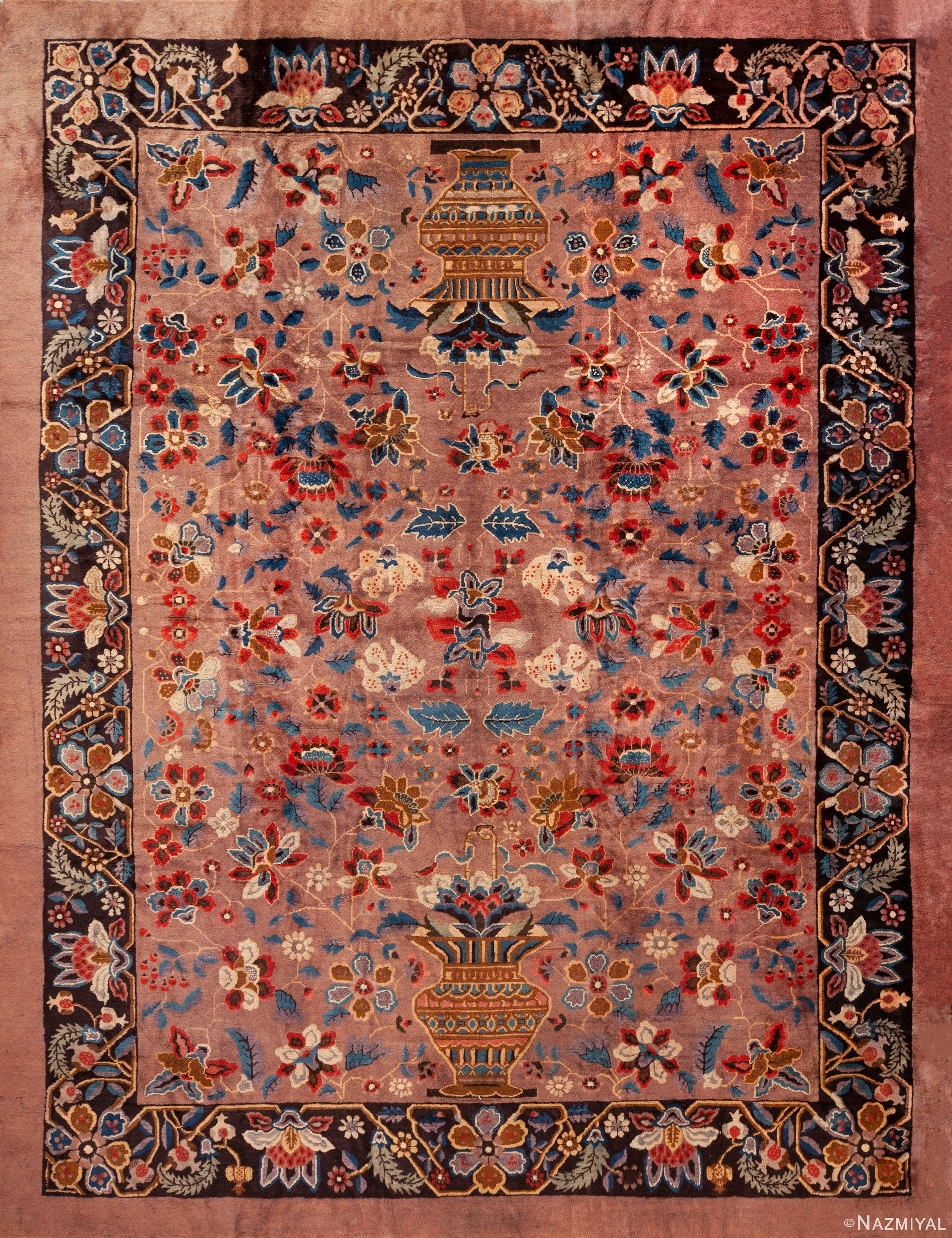 Antique Chinese Peking Rug with Blush Field