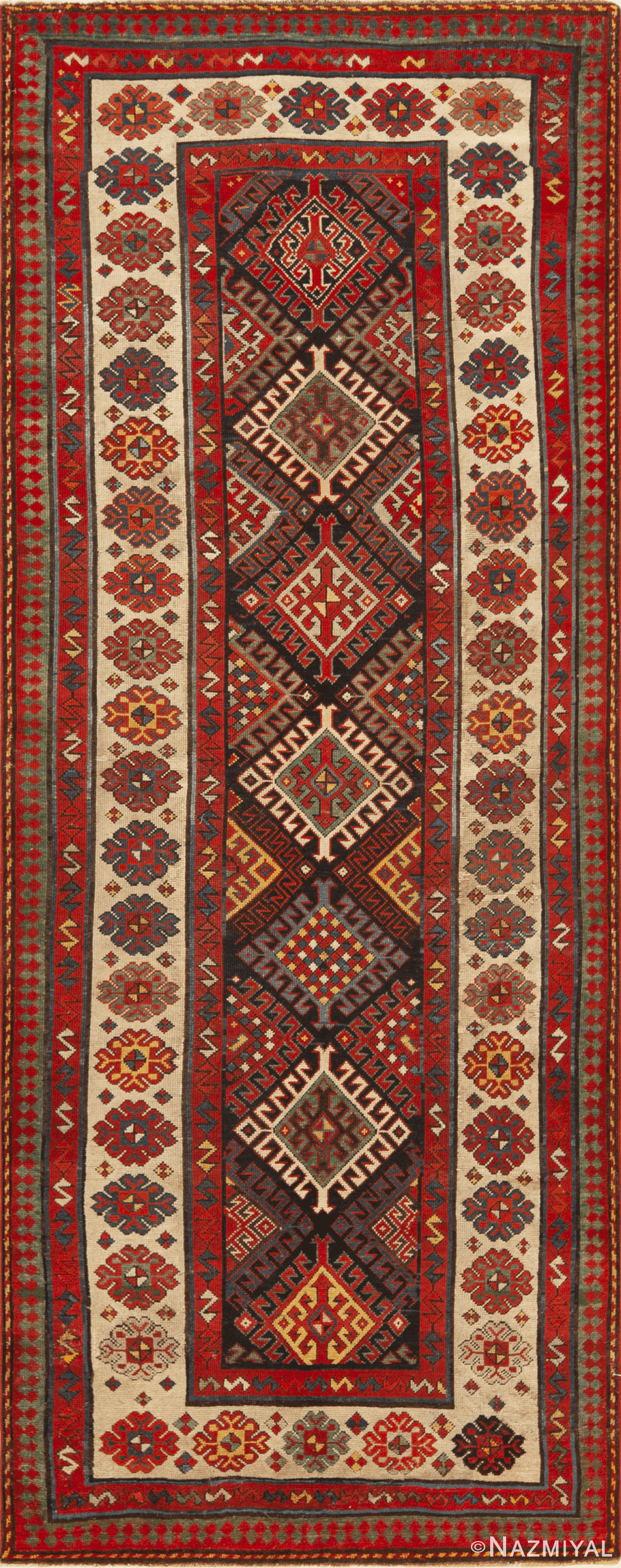 Antique Geometric Talish Runner Rug 72052 by Nazmiyal Antique Rugs