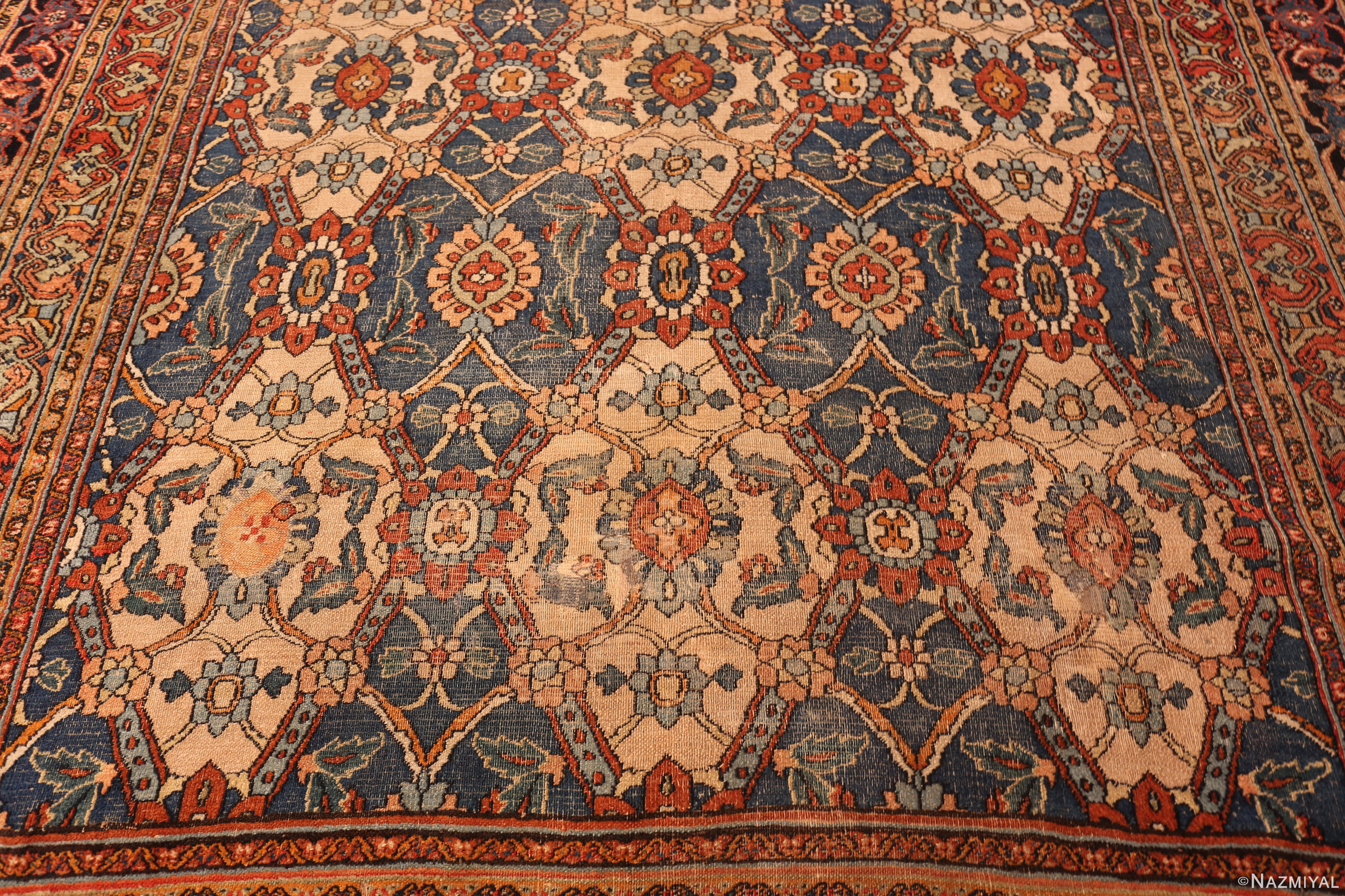 Antique Persian Dorokhsh Rug with Botanical Motifs