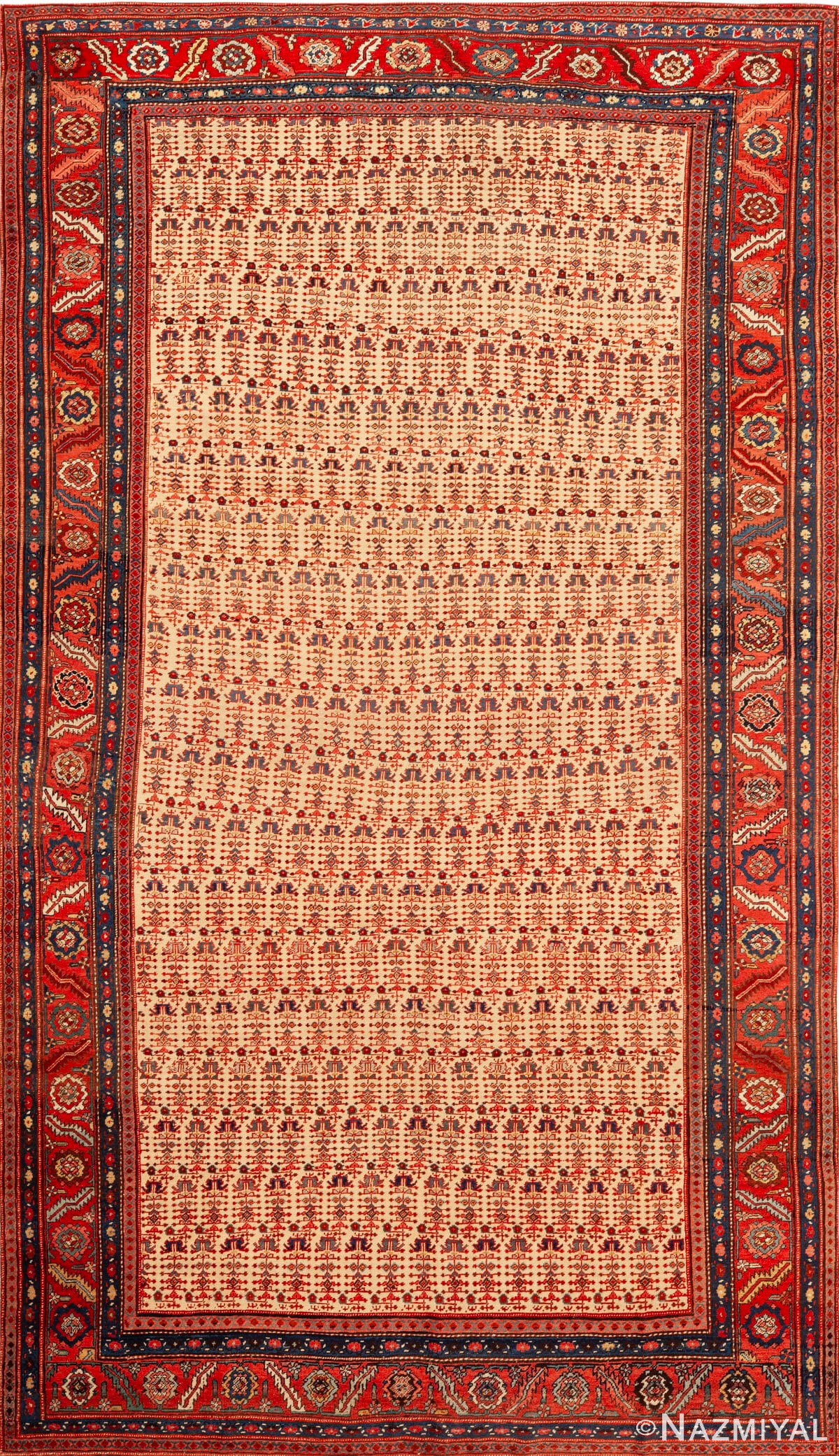 Handwoven Antique Bakhshaish Rug Persian Village Carpet with Allover Motifs 73160 by Nazmiyal Antique Rugs