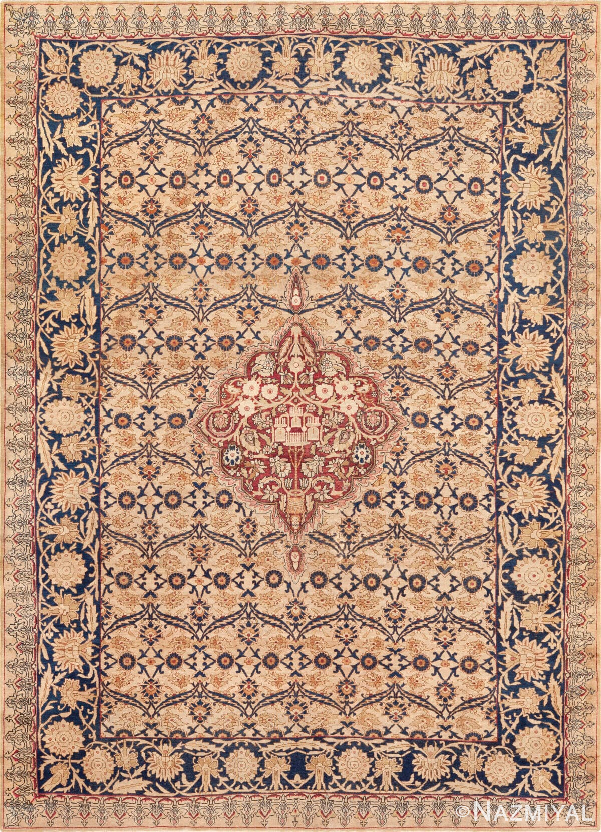 Antique Persian Kerman Rug 73152 by Nazmiyal Antique Rugs