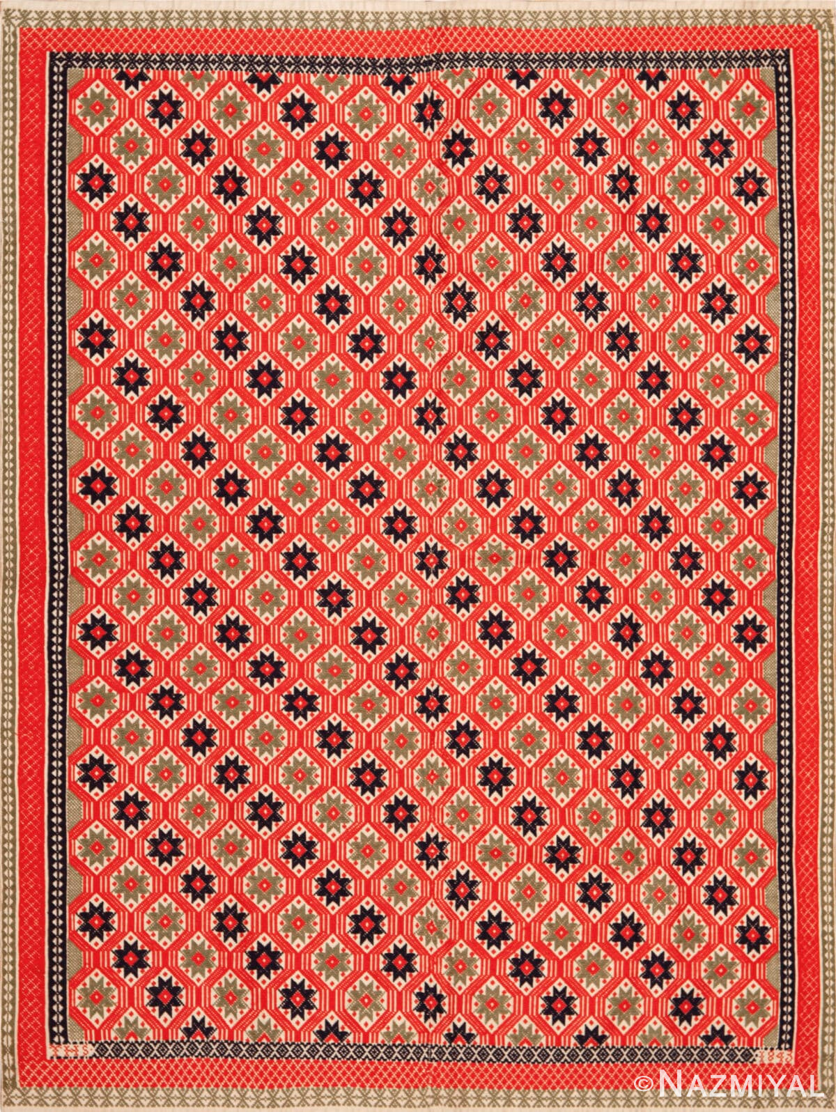 Antique Scandinavian Geometric Bed Cover Textile 73653 by Nazmiyal Antique Rugs