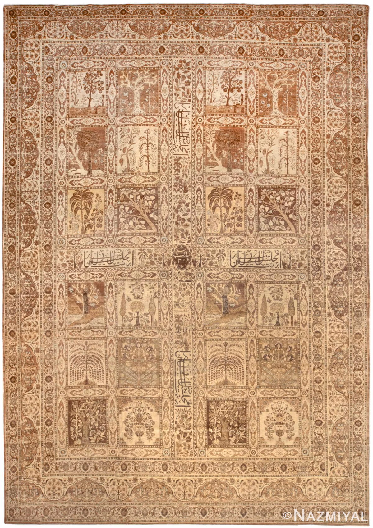 Antique Tabriz Garden Design Persian Rug 50258 by Nazmiyal Antique Rugs