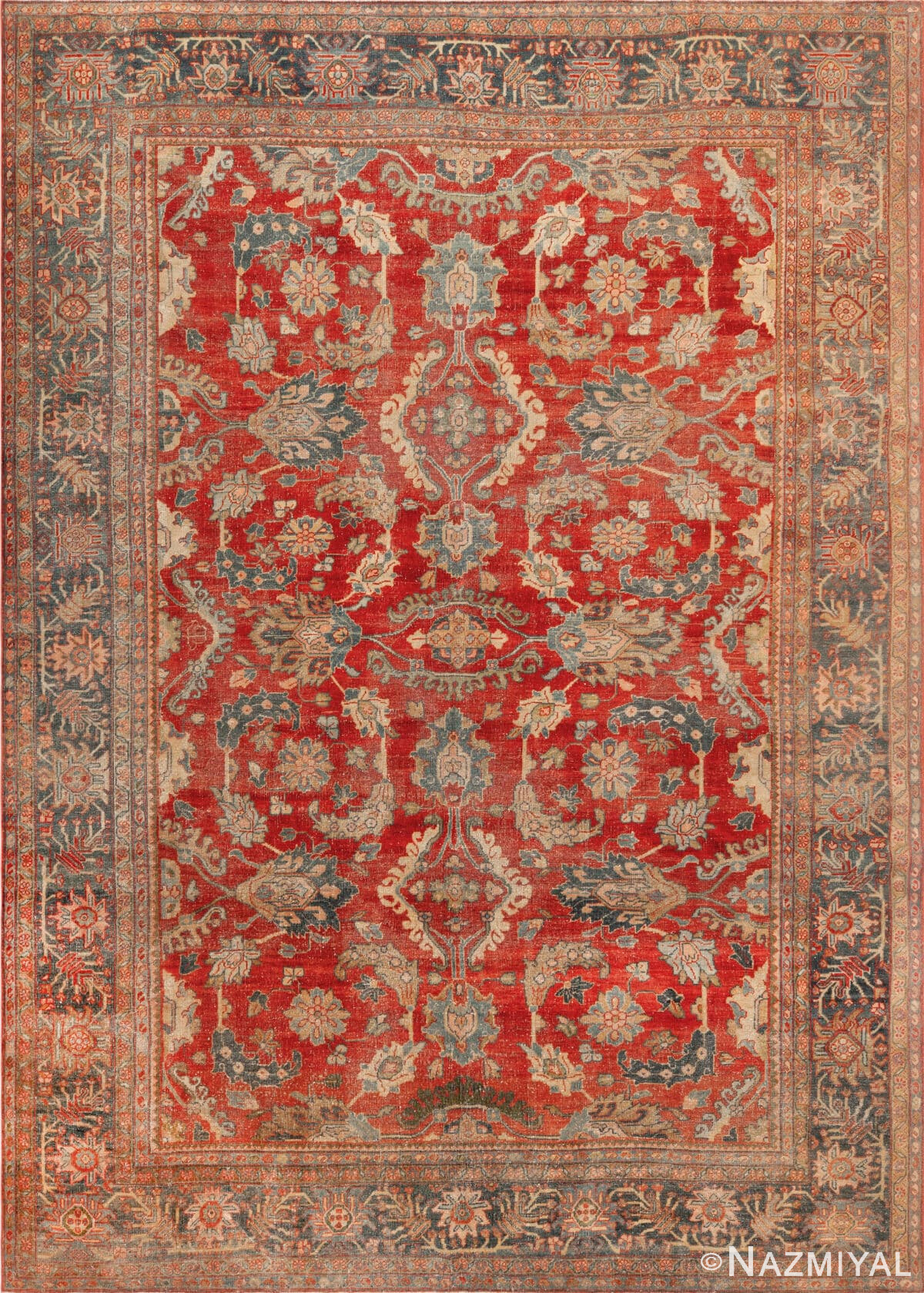 Vintage Persian Floral Mahal Rug 72716 by Nazmiyal Antique Rugs