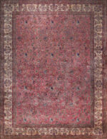 Grand Antique Persian Kashan Rug with Intricate Floral Design and Rich Red Field 73769 by Nazmiyal Antique Rugs