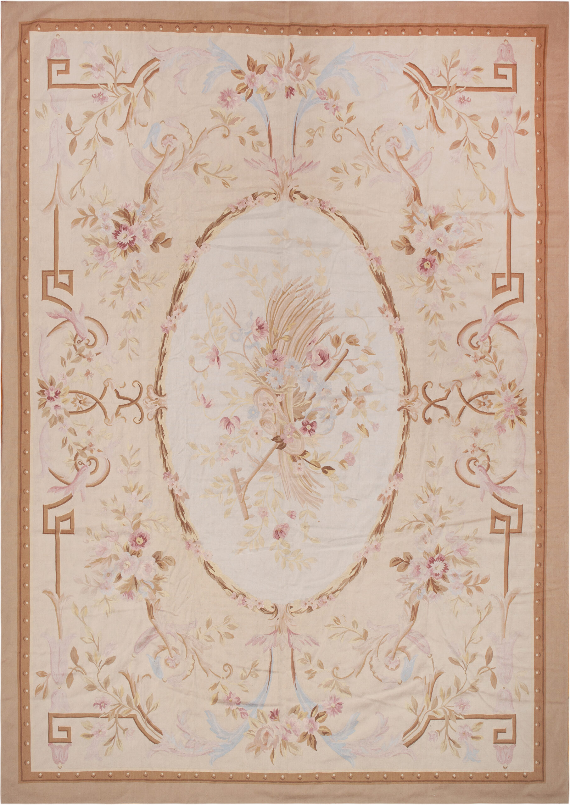 Collectible Rare Antique French Aubusson Octagonal Rug 72901