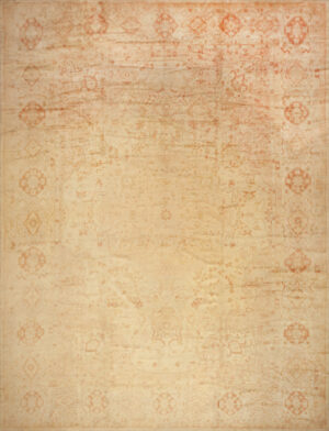 Graceful Antique Turkish Oushak Large Rug with Subtle Pastel Tones and Soft Allover Design 73766 by Nazmiyal Antique Rugs