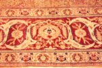 Border of Exquisite Antique Persian Tabriz Rug with Delicate Floral Design and Warm Coral Border by Nazmiyal Antique Collection Border of Exquisite Antique Persian Tabriz Rug with Delicate Floral Design and Warm Coral Border 73648 by Nazmiyal Antique Collection