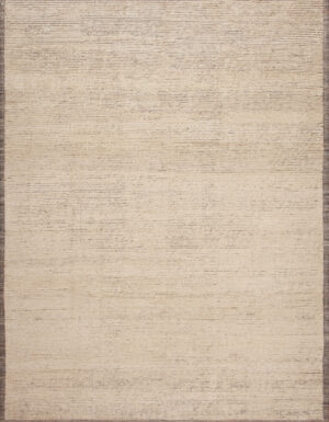 Sophisticated Modern Silk Rug with Neutral Beige Tones and Subtle Textural Stripes 61198 by Nazmiyal Antique Rugs