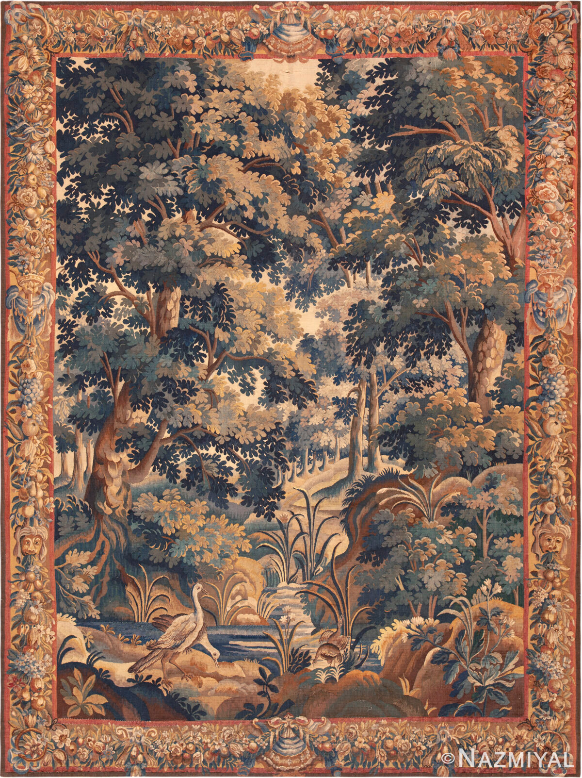 18th Century Silk & Wool French Verdure Tapestry 73752 by Nazmiyal Antique Rugs