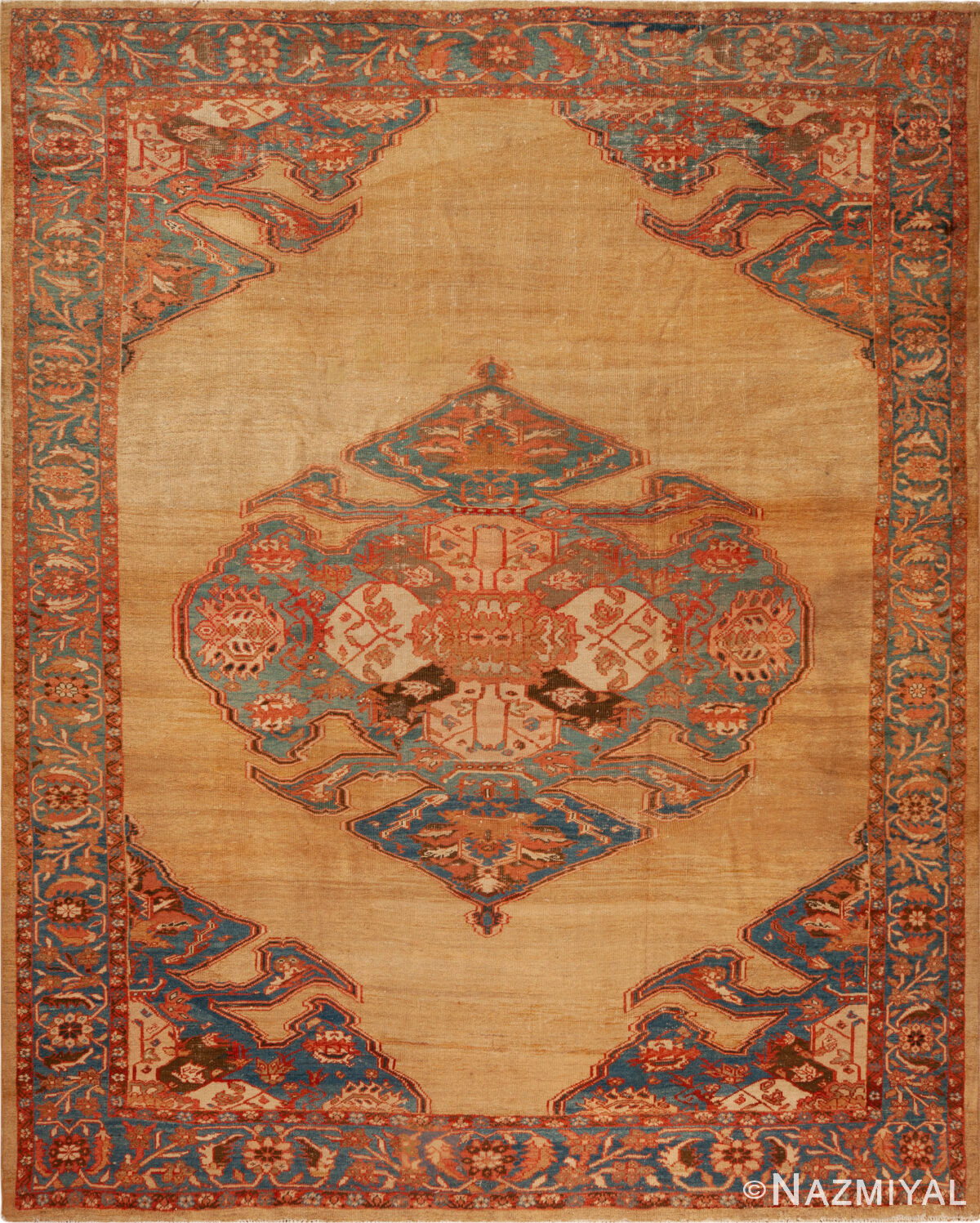 Antique Persian Bakshaish Rug with Bold Geometric Medallion and Rustic Charm 73762 by Nazmiyal Antique Rugs