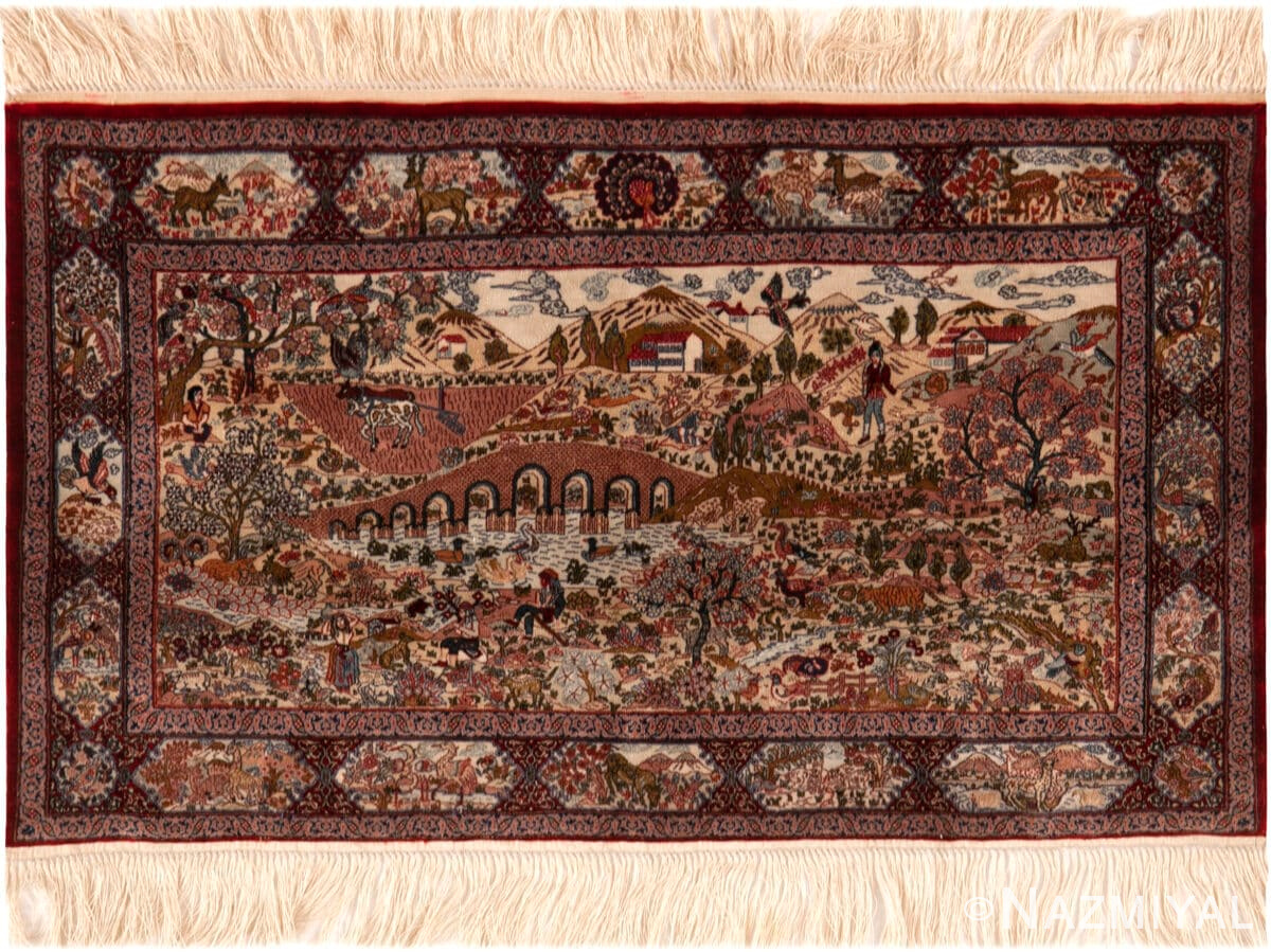 Fine Vintage Scenic Microknots Rug 73693 by Nazmiyal Antique Rugs