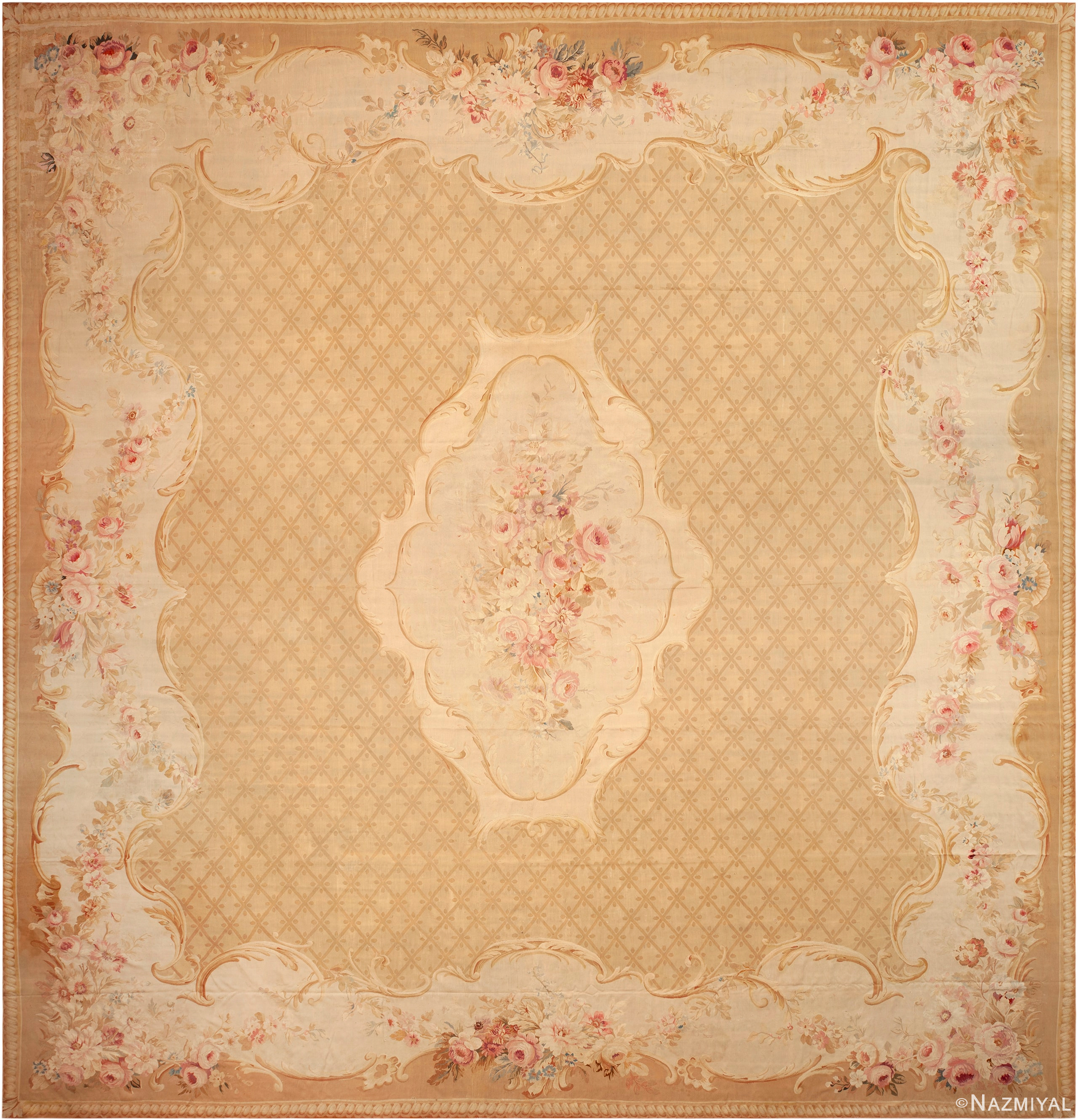 Decorative Large Antique French Aubusson Rug 73672 Nazmiyal
