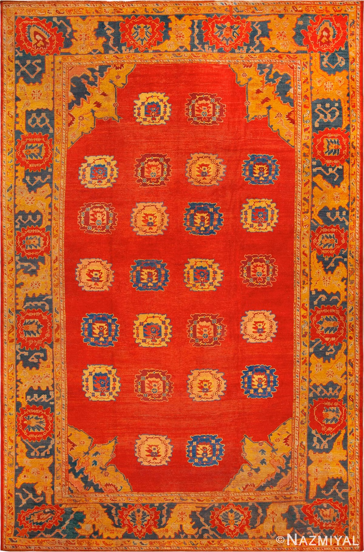 Large Antique Turkish Oushak Rug 73689 by Nazmiyal Antique Rugs