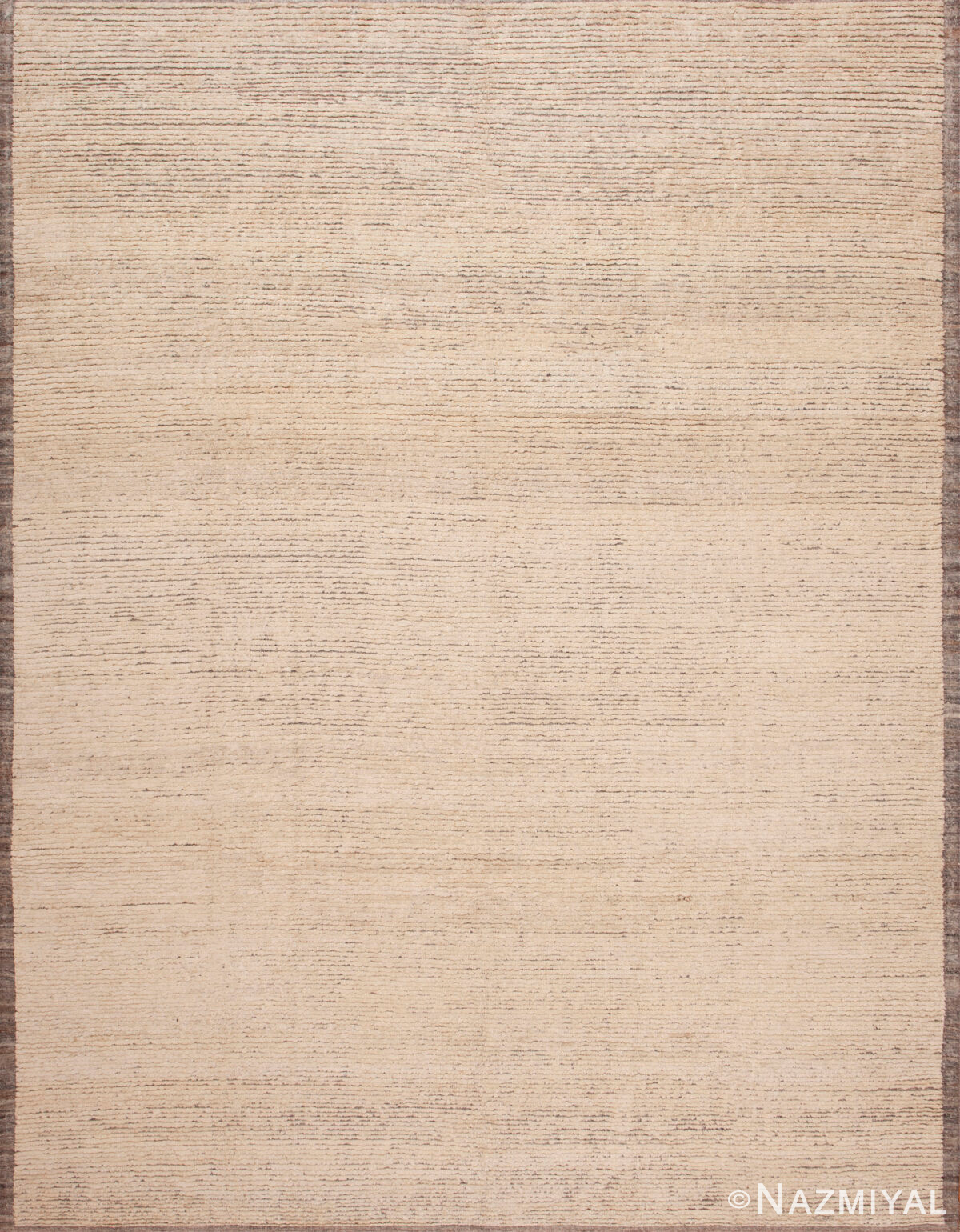 Sophisticated Modern Silk Rug with Neutral Beige Tones and Subtle Textural Stripes 61198 by Nazmiyal Antique Rugs