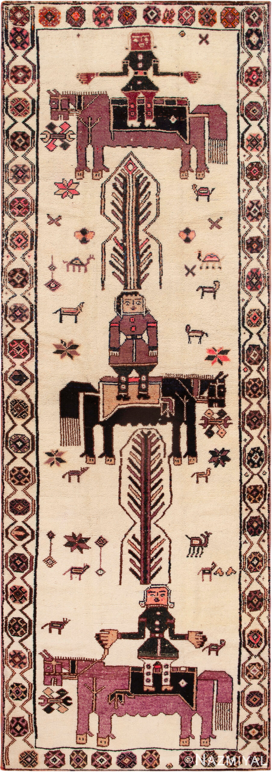 Playful Tribal Vintage Persian Balouch Runner 73744 Nazmiyal