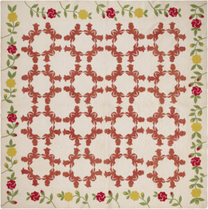 Antique American Wreath Quilt Textile 73844 by Nazmiyal Antique Rugs