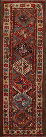 Antique Kazak Caucasian Geometric Rug 73181 by Nazmiyal Antique Rugs
