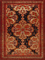 Antique Persian Malayer Rug with Dramatic Medallion Pattern and Rich Contrasting Palette 73172 by Nazmiyal Antique Rugs