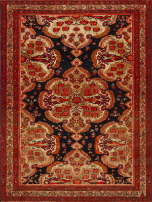 Antique Persian Malayer Rug with Dramatic Medallion Pattern and Rich Contrasting Palette 73172 by Nazmiyal Antique Rugs