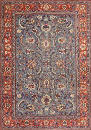 Magnificent Antique Persian Tehran Silk and Wool Rug with Floral Motifs and Subtle Animal Figures 73764 by Nazmiyal Antique Rugs