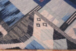 Back of Modern Blue Geometric Swedish Kilim Rug 73496 by Nazmiyal Antique Collection