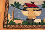 Corner of Antique Hooked Rug Depicting Noah’s Ark and Animals Corner of Antique Hooked Rug Depicting Noah’s Ark and Animals 73618 by Nazmiyal Antique Rugs