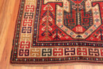 Corner of Antique Caucasion Sewan Kazak Geometric Rug Corner of Antique Caucasion Sewan Kazak Geometric Rug 73695 by Nazmiyal Antique Rugs