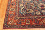 Corner of Antique Persian Tehran Silk and Wool Rug with Floral Motifs 73764 by Nazmiyal Antique Rugs