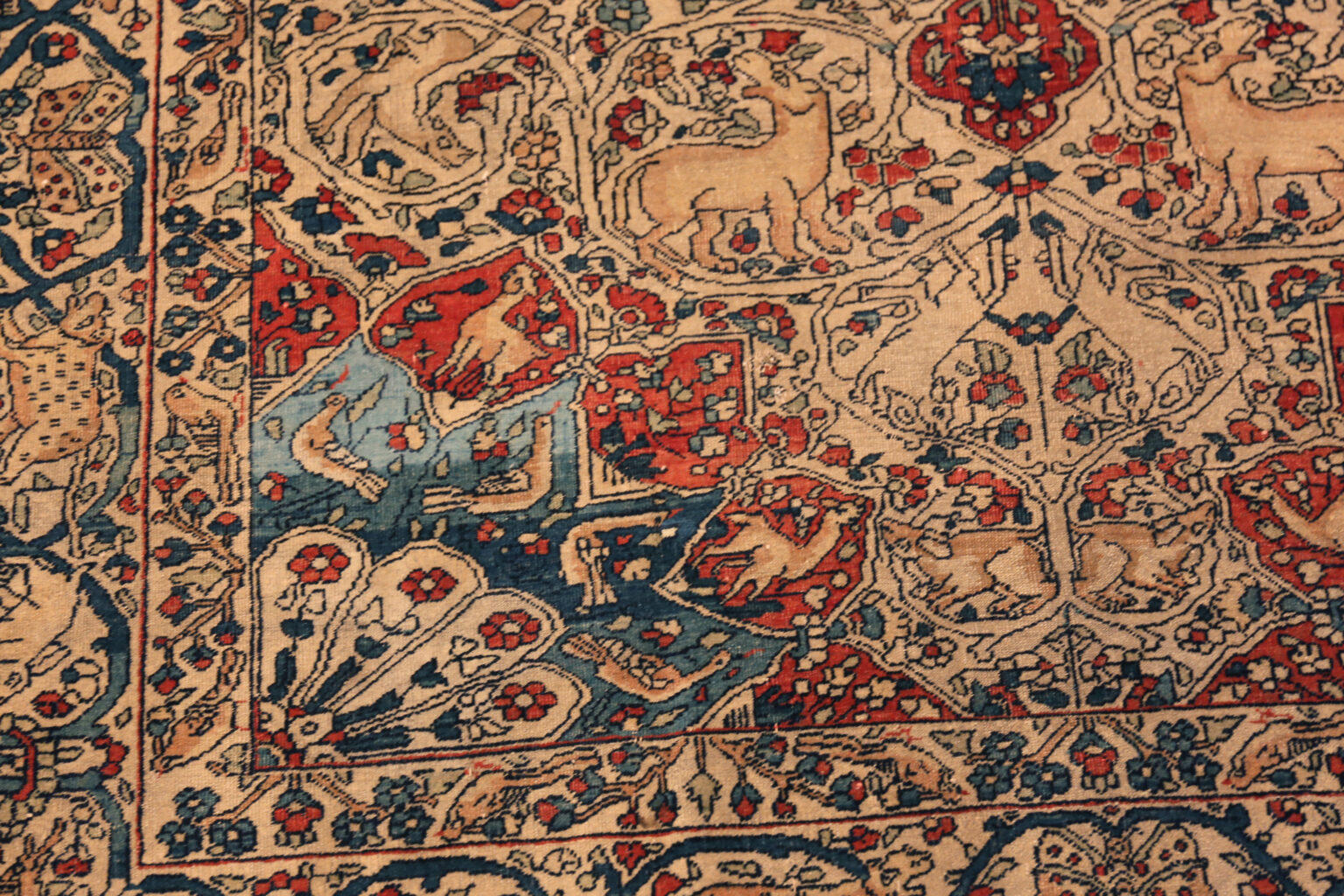 Persion Rug Figures Antique Persian Kashan Rug Mythical Animal Figures Nazmiyal