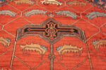 Detail of Antique Persian Serapi Rug with Cerulean Corners 73647 by Nazmiyal Collection