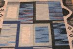Detail of Modern Blue Geometric Swedish Kilim Rug 73496 by Nazmiyal Antique Collection