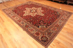 Floor view of Antique Heriz Rug with Pictorial Medallion 73668 by Nazmiyal Collection