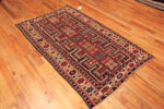 Floor view of Antique Shirvan Caucasian Rug with Hook Medallions and Geometry Floor view of Antique Shirvan Caucasian Rug with Hook Medallions and Geometry 73163 by Nazmiyal Antique Rugs