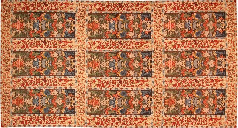 Horizontal View of Antique Aubusson French Carpet 43635 by Nazmiyal Collection