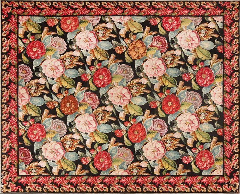 Horizontal View of Antique English Needlepoint Rugs 72094 by Nazmiyal Collection