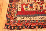 Left Corner of Antique Pictorial Small Qashqai Rug 73522 by Nazmiyal Antique Rugs